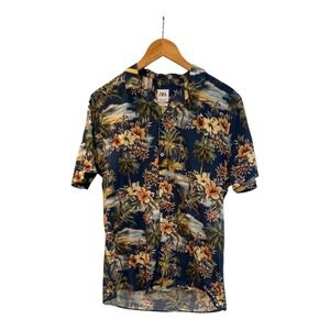 Zara Relaxed Fit Mens Palm Floral Print Short Sleeve Casual Shirt